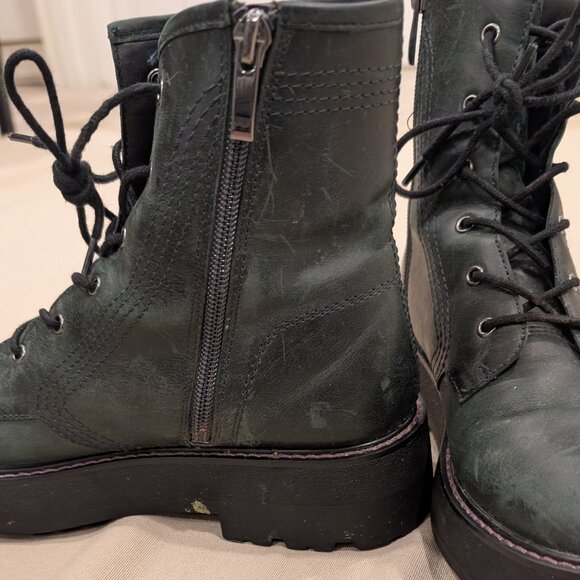 Franco Sarto Jensine Lace-Up Boot English Green Black Lug Sole - Women's sz 7 - Picture 8 of 12